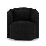 Artiss Round Swivel Armchair Sherpa Fleece Black - Side View