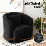 Artiss Round Swivel Armchair Sherpa Fleece Black - Top-Down View