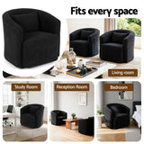 Artiss Round Swivel Armchair Sherpa Fleece Black - Rear View