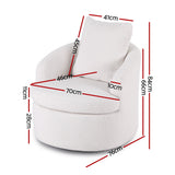 Artiss Round Swivel Armchair Extra Pillow White - Front View