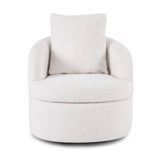 Artiss Round Swivel Armchair Extra Pillow White - Side View