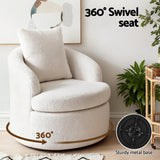 Artiss Round Swivel Armchair Extra Pillow White - Top-Down View