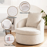 Artiss Round Swivel Armchair Extra Pillow White - 45-Degree Angle
