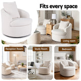 Artiss Round Swivel Armchair Extra Pillow White - Rear View