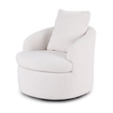 Artiss Round Swivel Armchair Extra Pillow White - Close-Up Angle