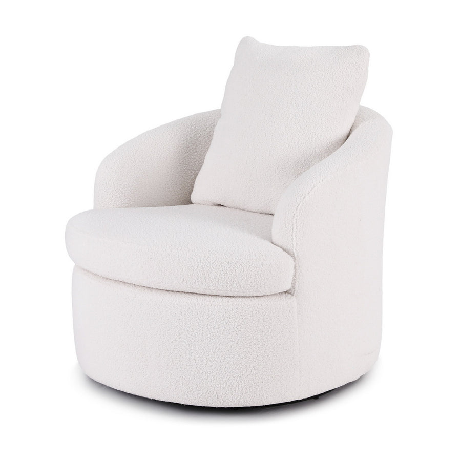 Artiss Round Swivel Armchair Extra Pillow White