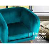 Artiss Armchair Lounge Sofa Arm Chair Accent Chairs Armchairs Couch Velvet Green - Top-Down View