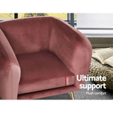 Artiss Armchair Lounge Sofa Arm Chair Accent Chairs Armchairs Couch Velvet Pink - 45-Degree Angle