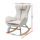 Artiss Rocking Chair Armchair Pillow Boucle White - Front View