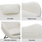 Artiss Rocking Chair Armchair Pillow Boucle White - Rear View