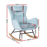 Artiss Rocking Chair Armchair Pillow Velvet Blue - Front View