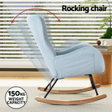 Artiss Rocking Chair Armchair Pillow Velvet Blue - Top-Down View