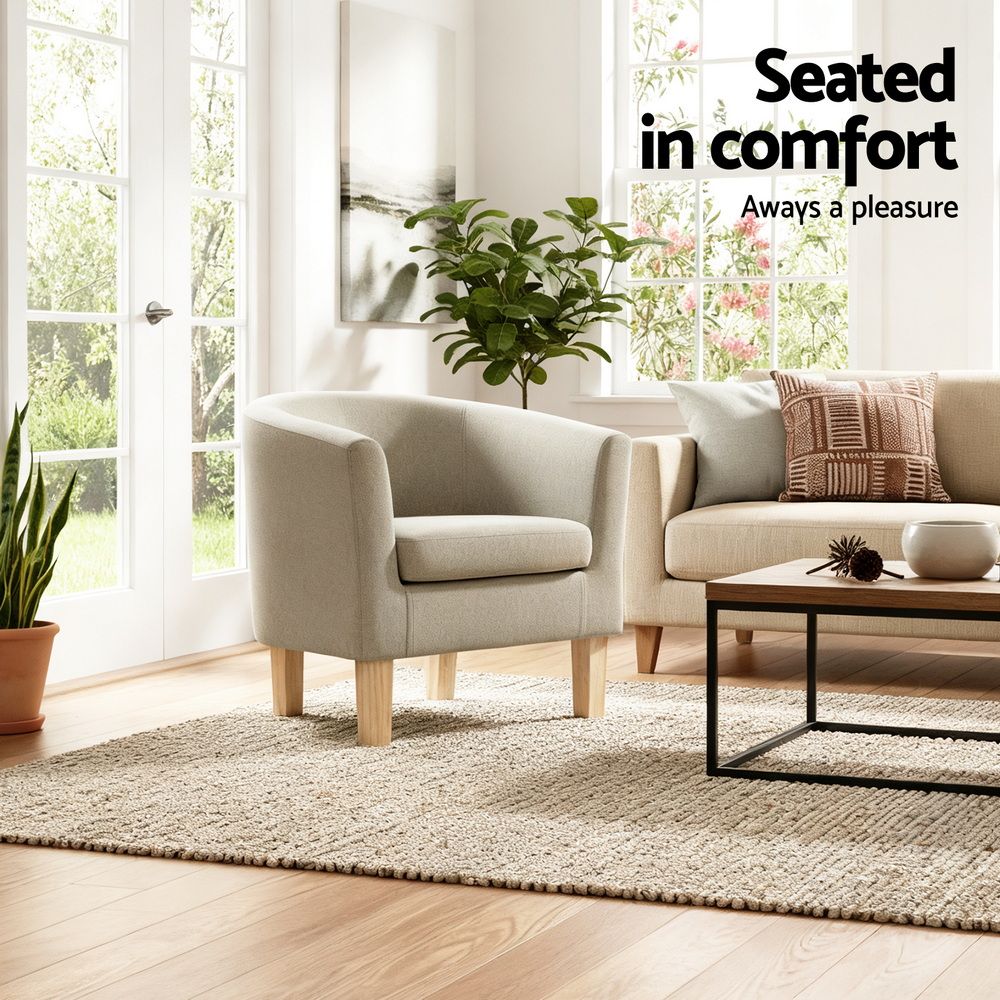 Artiss Armchair Tub Chair Beige Abby