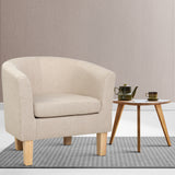 Artiss Armchair Tub Chair Beige Abby - Close-Up Angle