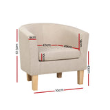 Artiss Armchair Tub Chair Beige Abby - Front View