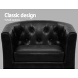 Artiss Armchair Set with Ottoman Black Ava - Side View