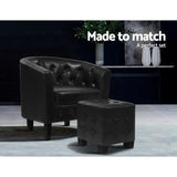 Artiss Armchair Set with Ottoman Black Ava - Top-Down View