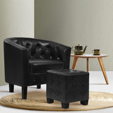 Artiss Armchair Set with Ottoman Black Ava - Close-Up Angle