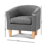 Artiss Abby Fabric Armchair - Grey - Front View
