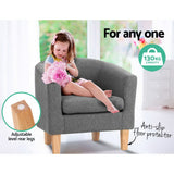 Artiss Abby Fabric Armchair - Grey - 45-Degree Angle
