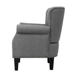 Artiss Armchair Accent Chair Retro Armchairs Lounge Accent Chair Single Sofa Linen Fabric Seat Grey - Top-Down View
