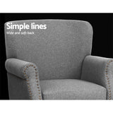 Artiss Armchair Accent Chair Retro Armchairs Lounge Accent Chair Single Sofa Linen Fabric Seat Grey - 45-Degree Angle