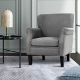 Artiss Armchair Accent Chair Retro Armchairs Lounge Accent Chair Single Sofa Linen Fabric Seat Grey - Low Angle