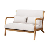 Artiss Armchair Lounge Chair Accent Armchairs Couch Sofa Loveseat Beige Wood - Close-Up Angle