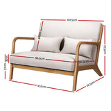 Artiss Armchair Lounge Chair Accent Armchairs Couch Sofa Loveseat Beige Wood - Front View