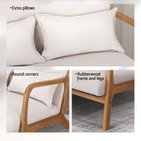 Artiss Armchair Lounge Chair Accent Armchairs Couch Sofa Loveseat Beige Wood - 45-Degree Angle