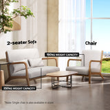 Artiss Armchair Lounge Chair Accent Armchairs Couch Sofa Loveseat Beige Wood - Rear View