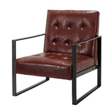 Artiss Armchair Lounge Chair Accent Chairs PU Leather Sofa Brown Metal Frame - Close-Up Angle