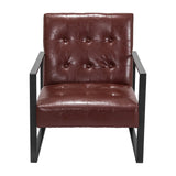 Artiss Armchair Lounge Chair Accent Chairs PU Leather Sofa Brown Metal Frame - Side View