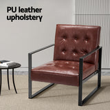 Artiss Armchair Lounge Chair Accent Chairs PU Leather Sofa Brown Metal Frame - Top-Down View