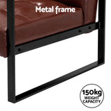 Artiss Armchair Lounge Chair Accent Chairs PU Leather Sofa Brown Metal Frame - Rear View