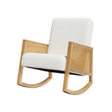Artiss Armchair Rocking Chair Boucle Rattan White - Low Angle