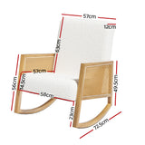 Artiss Armchair Rocking Chair Boucle Rattan White - Front View