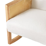 Artiss Armchair Rocking Chair Boucle Rattan White - Side View