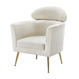 Artiss Armchair Boucle Fabric White Yoli - Close-Up Angle