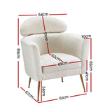 Artiss Armchair Boucle Fabric White Yoli - Front View