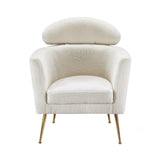 Artiss Armchair Boucle Fabric White Yoli - Side View