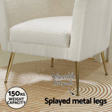 Artiss Armchair Boucle Fabric White Yoli - Rear View