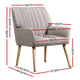 Artiss Armchair Fabric Beige Sebastini - Front View