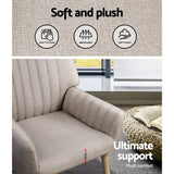 Artiss Armchair Fabric Beige Sebastini - Rear View
