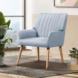 Artiss Armchair Fabric Blue Grey Sebastini - Close-Up Angle
