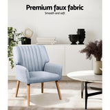 Artiss Armchair Fabric Blue Grey Sebastini - 45-Degree Angle