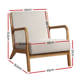 Artiss Armchair Fabric Beige Olive - Front View