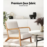 Artiss Armchair Fabric Beige Olive - 45-Degree Angle
