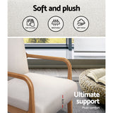 Artiss Armchair Fabric Beige Olive - Rear View