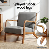 Artiss Armchair Fabric Light Grey - 45-Degree Angle